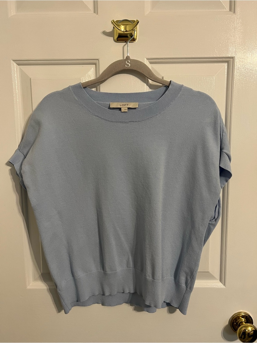 LOFT Light Blue Short Sleeve Sweater Top